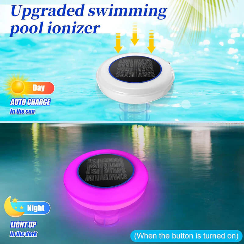 Solar   Powered   Pool   Ionizer   with   LED   Light